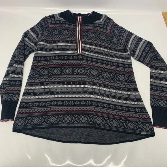 Eddie‎ Bauer Sweater Men XL Fair Isle 1/2 Zip Cotton Blend Casual Preppy Travel - Picture 1 of 10
